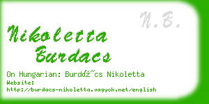 nikoletta burdacs business card